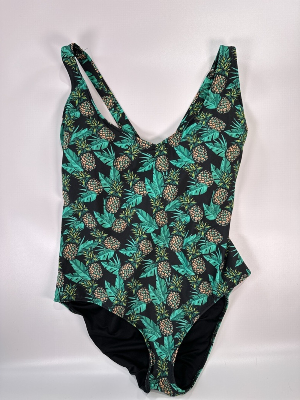 Meundies Women One Piece Swimsuit Pineapple Print Deep V Xl — image 2 of 8